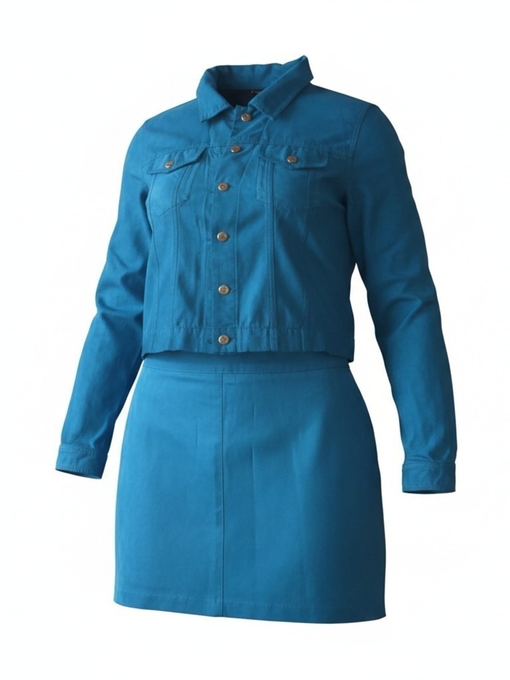 Venezia Teal Blue Two-Piece Skirt Set Size 14